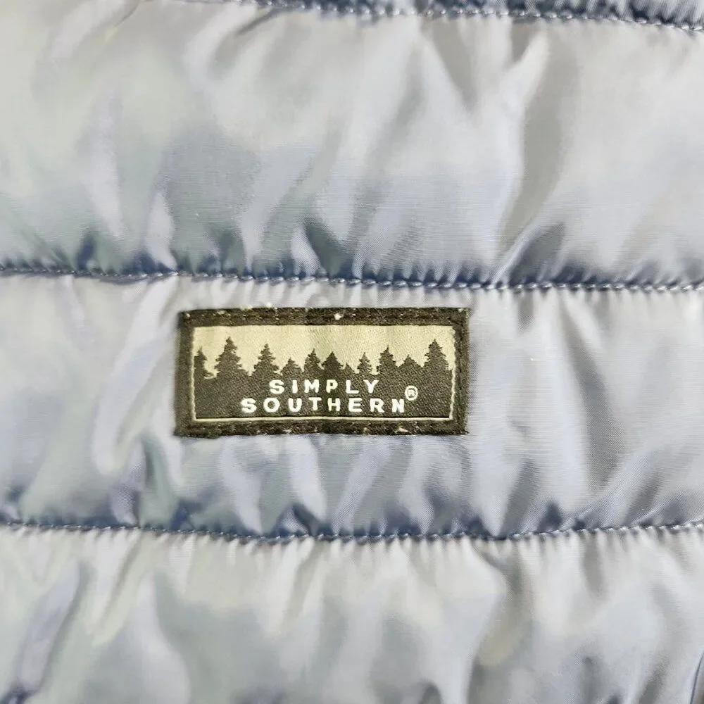 Simply Southern Vest Mens S Blue Two Tone Puffer Quilted Western Cowboy Ranch - Picture 3 of 14